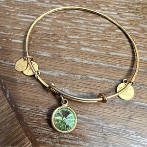 August birthstone peridot Alex and ani bracelet